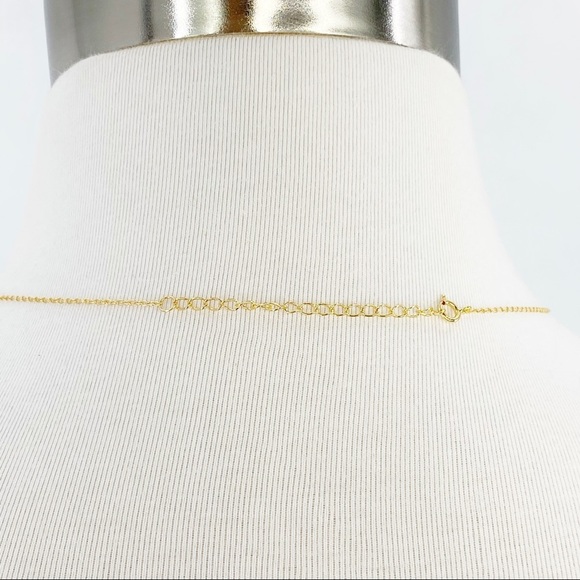 Delicate Links Chain Detail Center 18k Gold-Plated S925 Necklace 15" - Picture 5 of 5